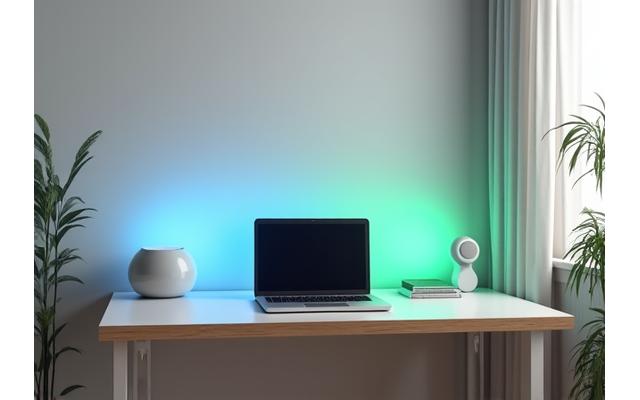 스마트 조명과 스피커가 있는 현대적인 IoT 기반 사무실 - 초순퍼치