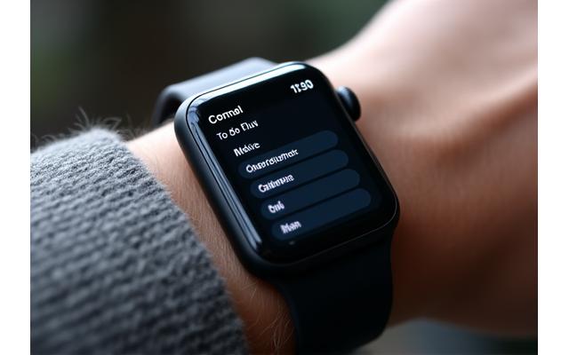 스마트워치 화면에 할일 목록 앱이 보이는 모습 - 초순퍼치